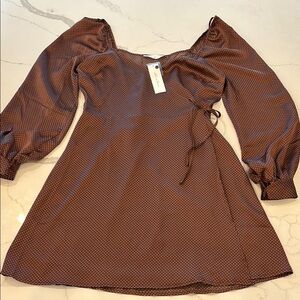 All in Favor Brown Sheath Dress with Bishop Sleeves